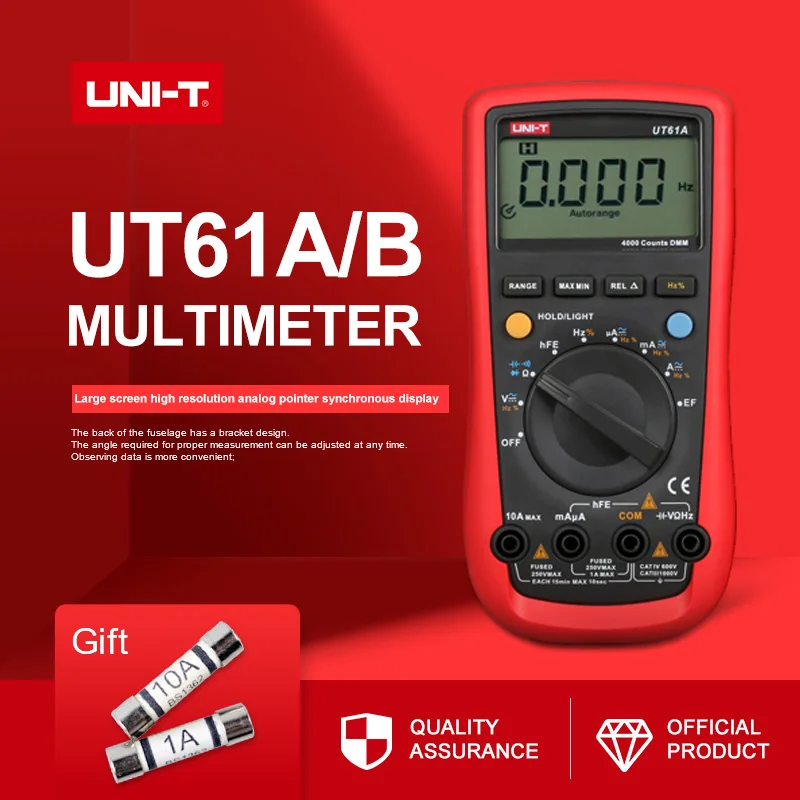 UNI-T UT61A современный DMM Цифровой мультиметр для транзистора тестер ncn метр Вольт Ом Frq CD подсветка удержания данных Амперметр тестер