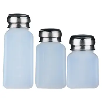 

3pcs Nail Polish Remover Bottle Liquid Storage Bottle Iron Cover Bottle Press Empty Bottle for Woman Man Home Travel