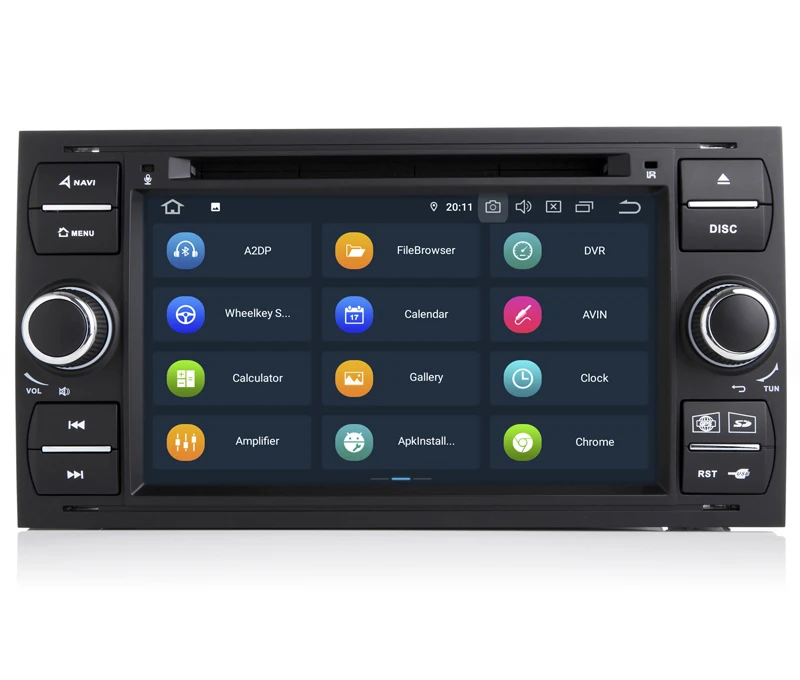 Discount 7" Android 9.0 System 4G RAM Touch Screen Auto Head Unit For Ford Transit Focus Kuga Fiesta Connctor S-max Galaxy GPS Navi BT 1