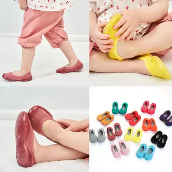 

2020 Newborn Baby Socks Shoes Toddler Girls Solid Soft Sole Rubber Shoes Socks Slipper Stocking for Kids Soft Anti-slip Shoes