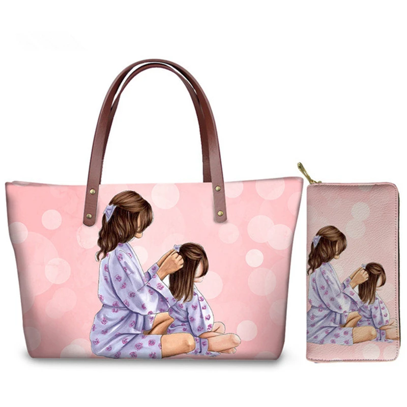

INJERSDESIGNS Super Mom Print Shoulder Bags For Women 2020 Luxury Lady Handbags&Purse Set Fashion Females Handbag Bolsa Feminina