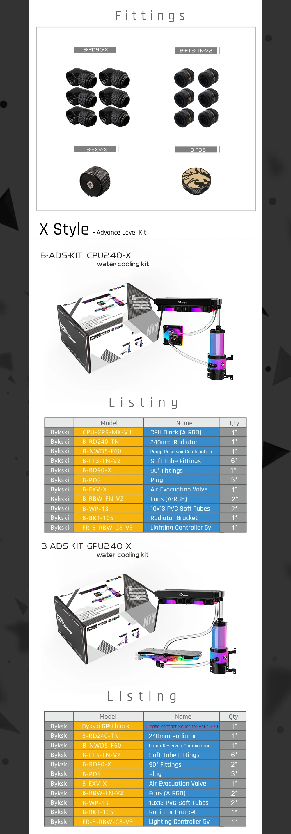 Bykski B-ADS-KIT RBW 5v 3pin Soft Tube Program Kits Multiple Programs For Intel/AMD Cooling Kit Beginner and Advance Level Kit Bykski B-HTRBW-ED, RBW 5v 3pin Hard Tube Program Kits, Multiple Programs Customizable Modification For Intel/AMD Cooling Kit Bykski B-HTRBW-ED,Bykski RBW 5v 3pin hard tube program,Bykski AMD cooling kit