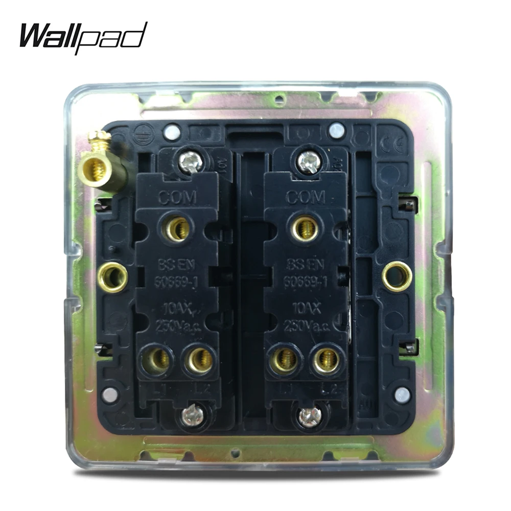 Wallpad H6 черный никель 2 банды 1 способ 2 способ светодиодный Электрический рокер переключатель из нержавеющей стали панель металлическая кнопка