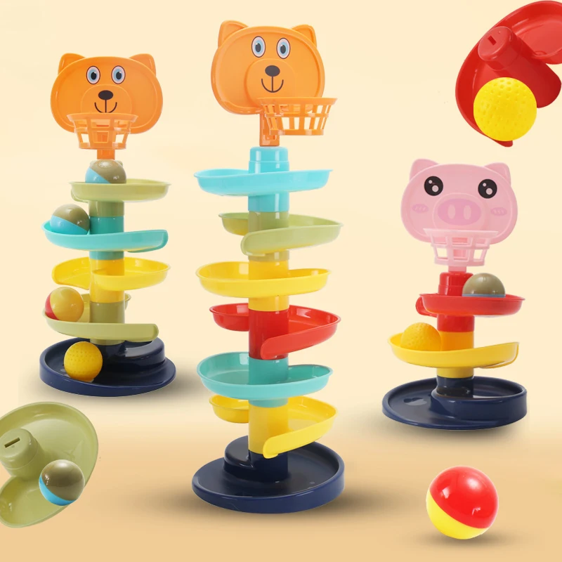 

3 Styles Rolling Ball Pile Tower Baby Toys Rattles 0-24months Kids Newborn Educational&Learning Gift For Children birthday Gifts