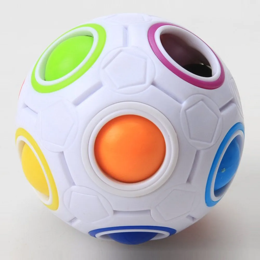 Pelota de estrés de juguete para niños, juguete de rompecabezas mágico de arcoíris, de velocidad, de giro de plástico, Antiestress