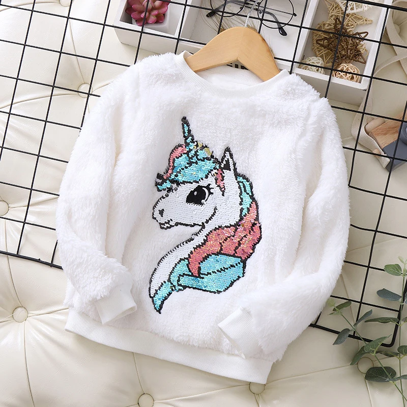 Babyinstar одежда для маленьких девочек; детские толстовки и свитера; стиль; пуловер с рисунком единорога и блестками для малышей