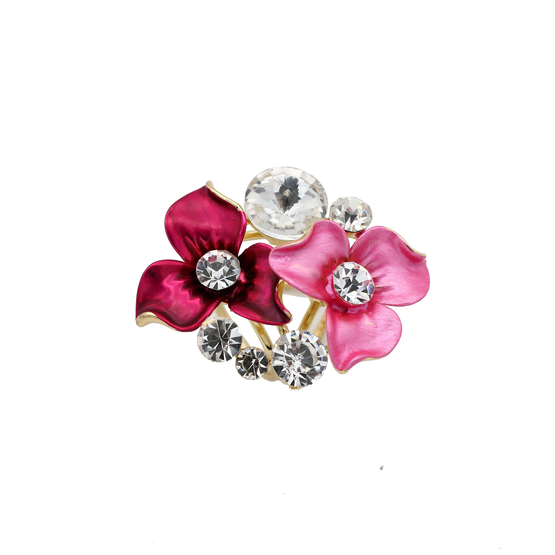

Hot Selling Korean-style Flower Rose Diamond Set Gold Plated Big Flower Scarf Buckle Zhensanhuan Shawl Ornament