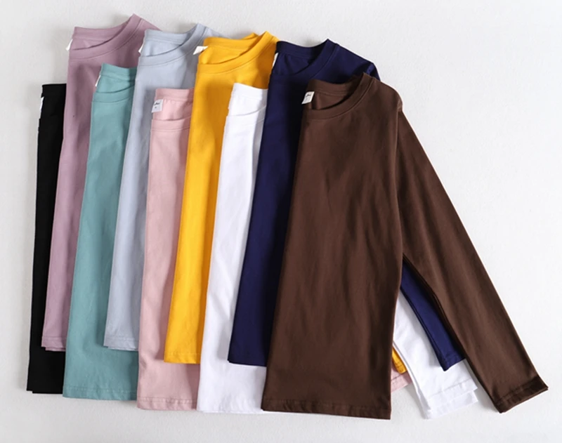 GIGOGOU, Женская Базовая футболка с длинным рукавом, осень-весна, 95% хлопок, футболка, S-3XL, однотонный топ, футболки, мягкая футболка Harajuku
