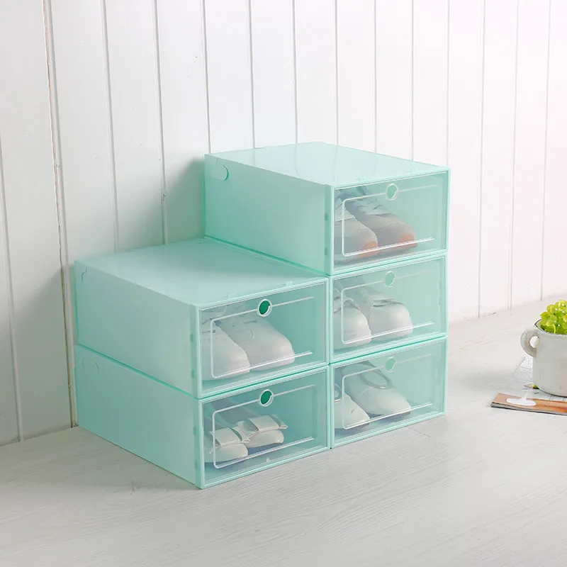 

6PCS/set Plastic Shoe Box Multifunction Thick Transparent Cover Clothes Shoe Storage Organizer Rectangular Drawer Storage Box
