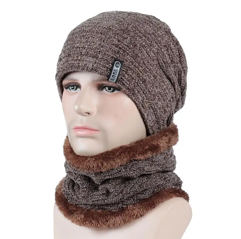 M223 Khaki INDJXND популярные зимние шапки для мужчин Skullies Beanie шапка зимняя шапка для мужчин и женщин шерстяной шарф шапка s костюм Балаклава шапка-Маска Вязаная Шапка - Цвет: M223 Khaki