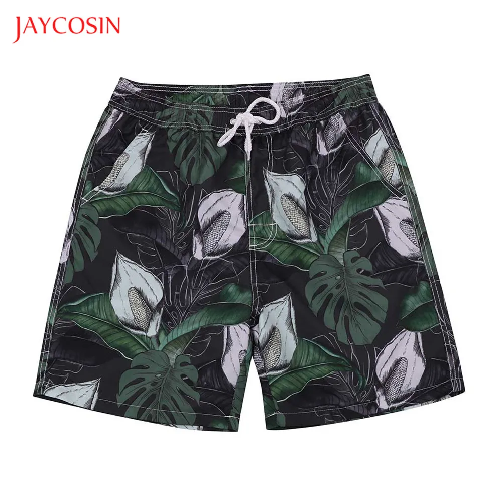 Jaycosin новые летние шорты с принтом в виде листьев, повседневный Быстросохнущий купальник для серфинга, свободные спортивные шорты с завязками, M-4XL, зеленый цвет