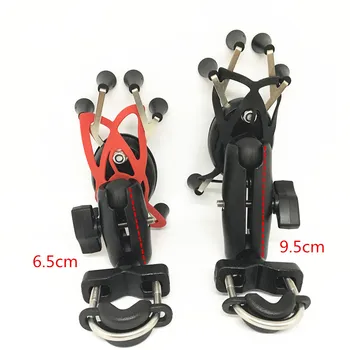 

Motorcycle Handlebar Mount Phone Holder Double Socket Arm With Silicone X-grip Phone Stand For Gopro Smart phone Holder GPS