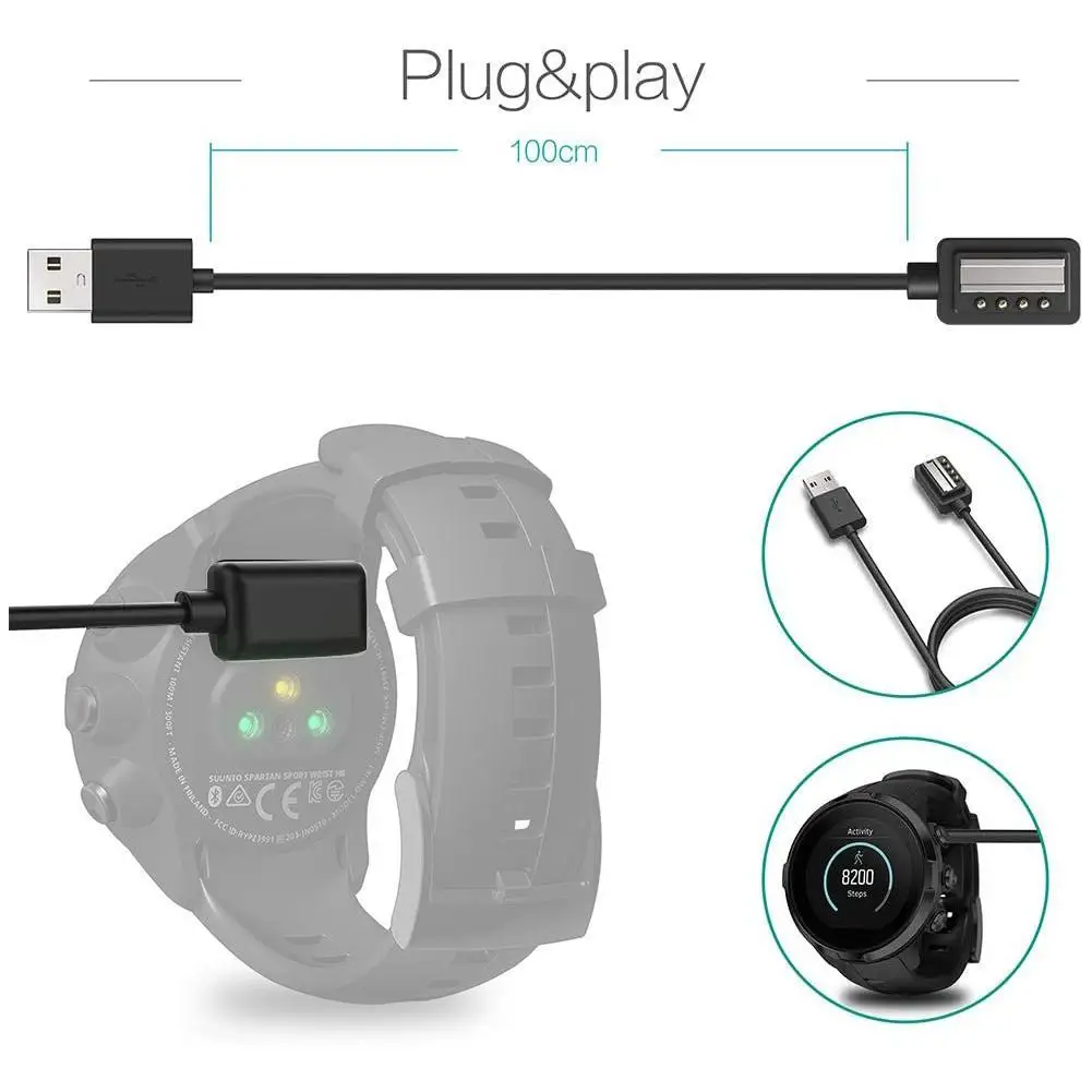 USB-Kabel, Schnellladekabel, USB-Ladegerät, Ladekabel für Suunto 9 Baro, Suunto9 Smartwatch D5 Spartan Sport Wrist HR Ultra Ambit 4_voghion.com