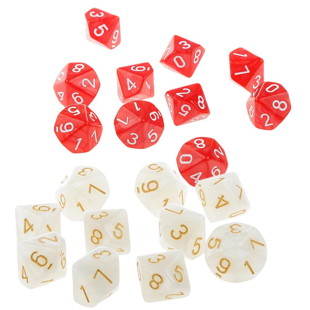 20x 22mm Ten Sided Dice D10 for Playing Dungeons D&D TRPG Roleplay Game Toys Party Gambling Dices Game Digital Dices