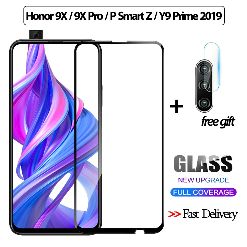 

2-in-1 3D Tempered Glass For Huawei Honor 9X Pro P Smart Z Screen Protector Y9 prime 2019 Camera glass honor 9x Protective Glass