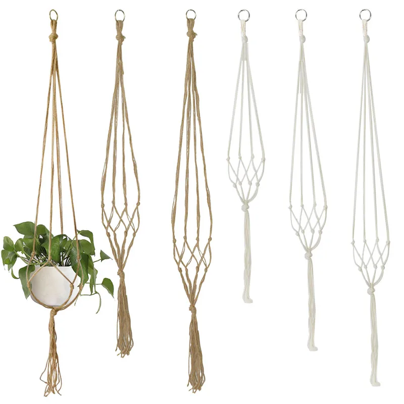 Rope-Net Planter-Basket Flower-Pot Hanging-Pot Macrame Handmade Garden Courtyard Home-Wall-Decoration