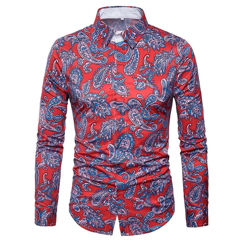 C428-R 3D попугай животных печати рубашка для мужчин мода Slim Fit с длинными рукавами и золотым мужские рубашки в цветах деловые повседневные рубашки на пуговицах - Цвет: C428-R