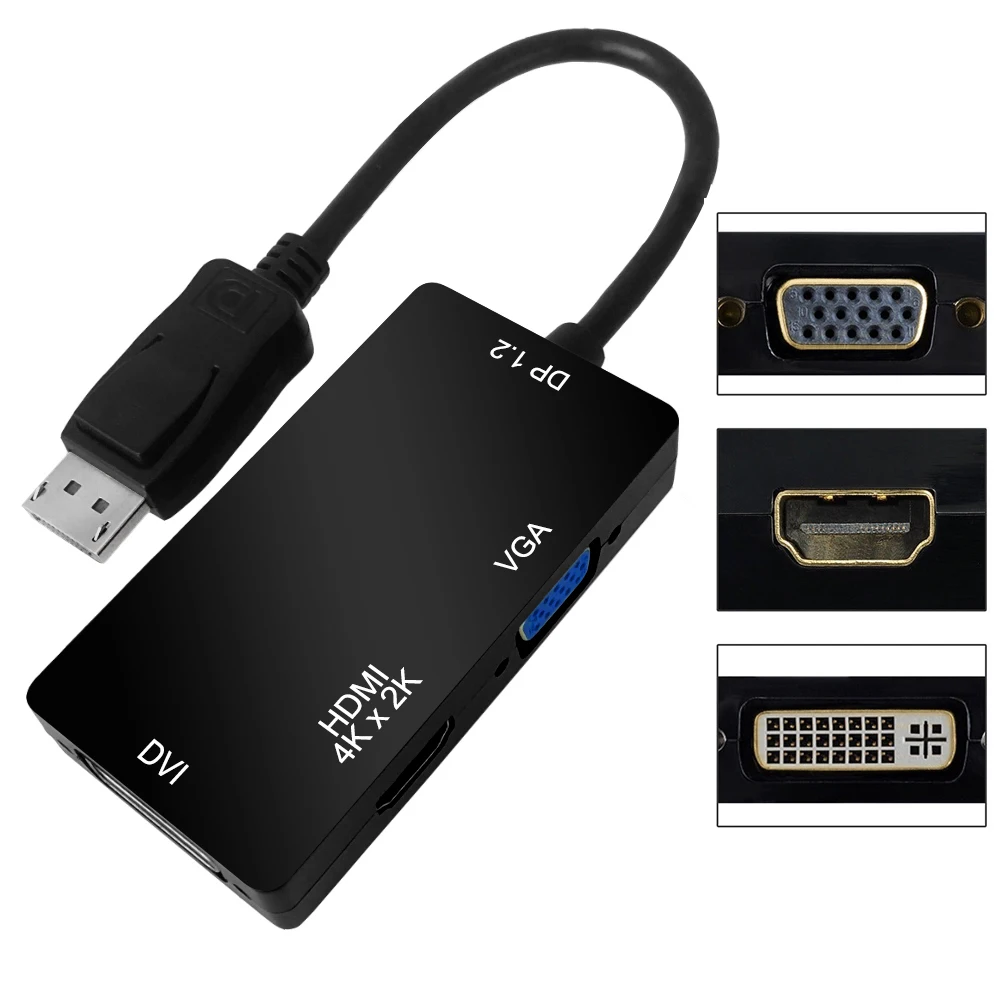 Кабель адаптер Displayport с несколькими портами DP 1 2 на HDMI 4K VGA DVI для ноутбука HP Dell Asus