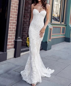 

Sweetheart Vintage Mermaid Wedding Dress with Unique Lace Appliques Bridal Dress 2020 New Hot Sale Elegant Wedding Gowns