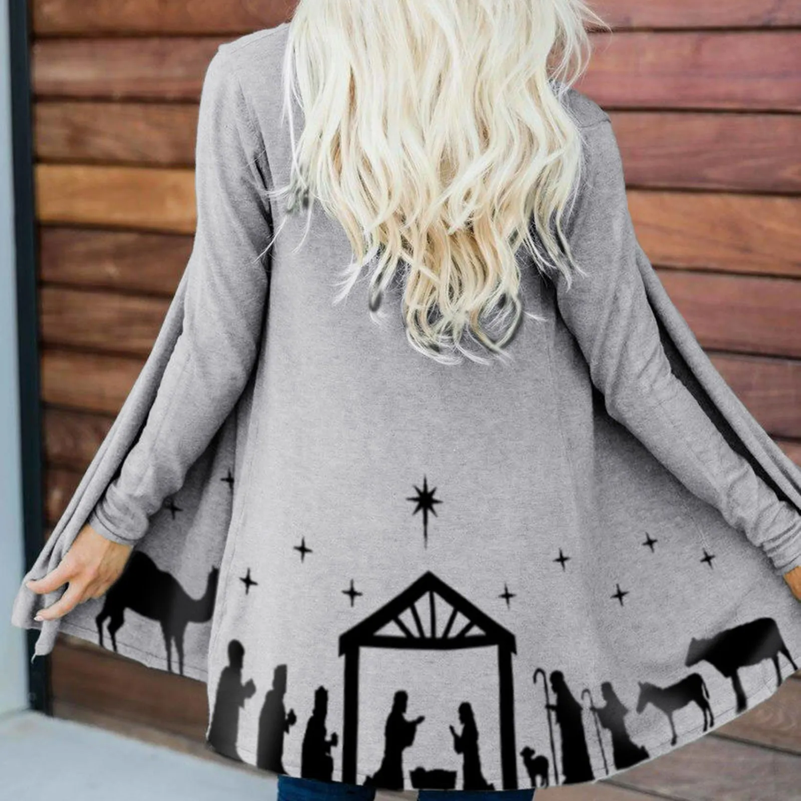 

Women Mid-length Positioning House Print Cardigan Jacket Dec 3rd