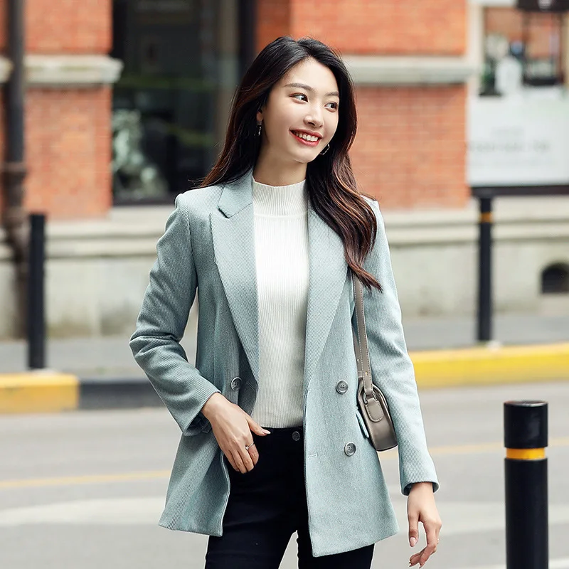 

Autumn and winter fashion temperament women's blazer Casual double-breasted slim long-sleeved ladies jacket large size S-4XL