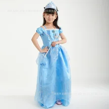 Детские платья для девочек платье Золушки снег белый костюм Cosplay Эльзы/Авроры детское нарядное платье принцессы детская Рождественская фантазия
