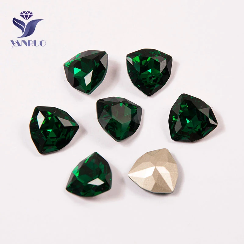 Emerald Yanruo 4706 треугольный заостренный горный хрусталь стекло кристалл аппликация камни для одежды украшение обувь со стразами - Цвет: Emerald