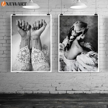 

Black White Wall Art Modern Home Decor Living Room Decorative Poster Love Warrior Picture Lady Canvas Painting Decoration