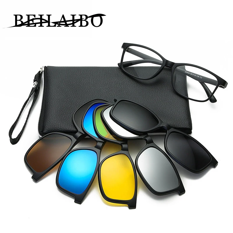 night vision goggles drivering sunglass beach sunscreen men sunglasses female glasses polarized Five lenses send glasses set bag