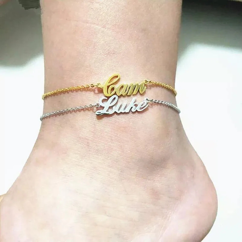 

Personalized Custom Name Women Anklet Bracelet Stainless Steel Actual handmade Jewelry Rose Gold Baby Ankel Bridesmaid Gift bff