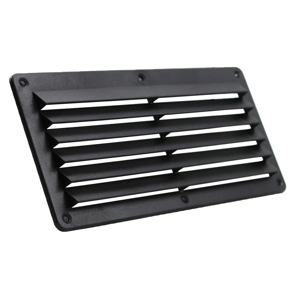 ABS Plastic Stamped Louvered Vent for Marine Boat Yacht Caravan - Rectangular - 26x12.5cm/ 10.24''x 8.5'', Black