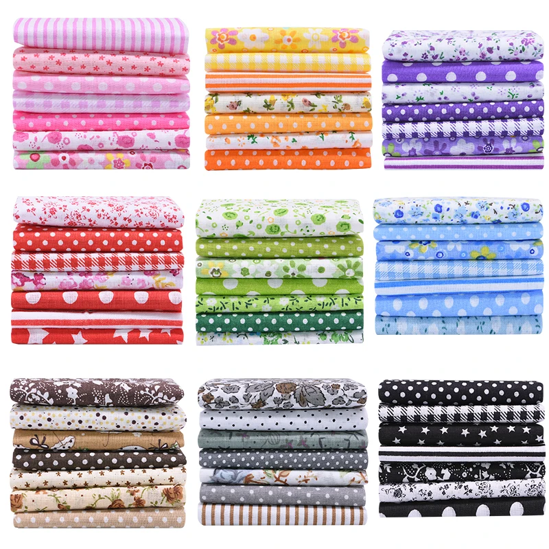 7pcs/set 25*25cm Mixed Printed Cotton Fabric Patchwork DIY Sewing Craft Handmade Accessories Cloth Quilting | Дом и сад