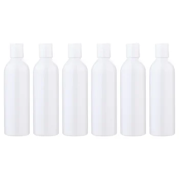 

6pcs 250ml Press Type Lid Travel Bottles Portable Cosmetic Container Empty Bottle for Shampoo Lotion (Transparent Bottle and Lid