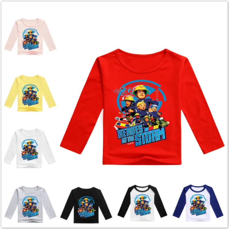 Весенняя одежда с героями мультфильмов; в течение всего нового фильма "Heroes of the Storm" с рисунками из мультфильма «Пожарный Сэм» с принтом для маленьких мальчиков футболки с длинным рукавом для девочек Детские топы тройники