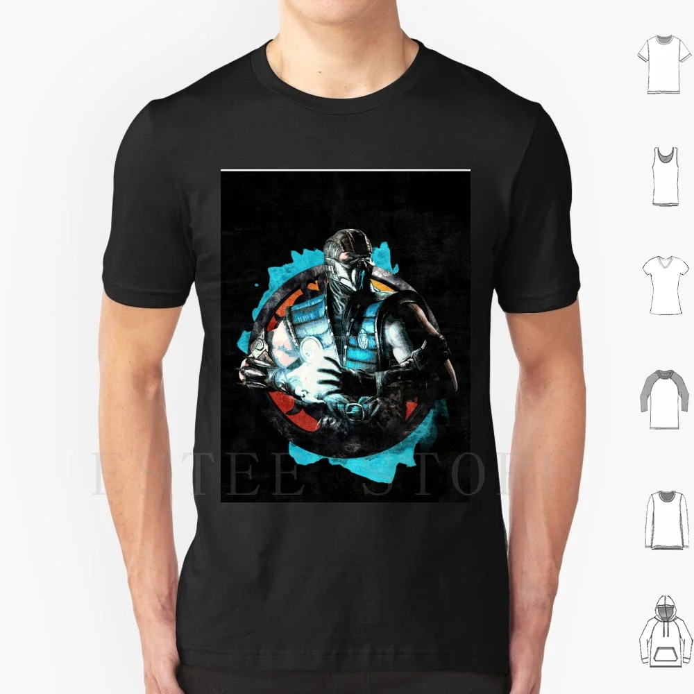Mortal Kombat Sub-Zero T Shirt Fai Da Te Big Size 100% Cotone Sub Zero Mortal Kombat Fighter Gaming Portrait Grunge