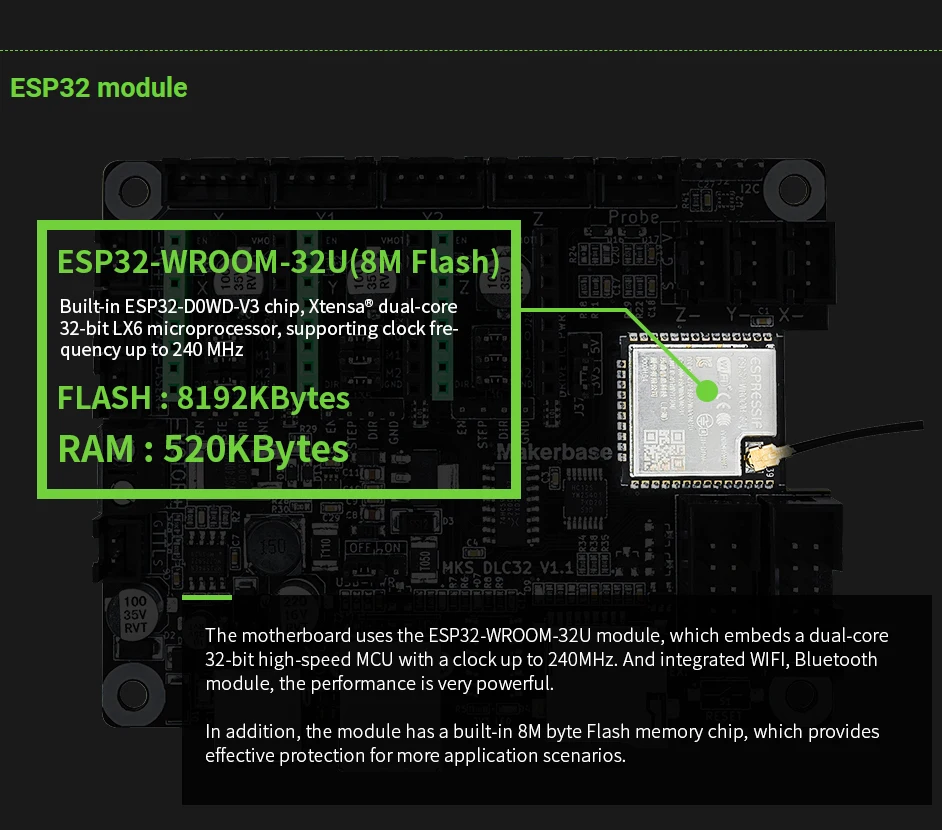 MKS DLC32 offline controller 32bits ESP32 control card TS35-R V2.0 LCD CNC 3020 MAX upgrade parts for desktop engraving machine synchronous timing belt