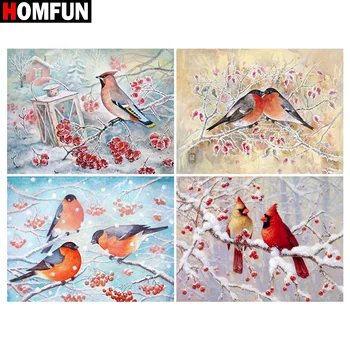 

HOMFUN Diamond painting "Bird tree winter" Full Square/Round Drill Wall Decor Inlaid Resin Embroidery Craft Cross stitch