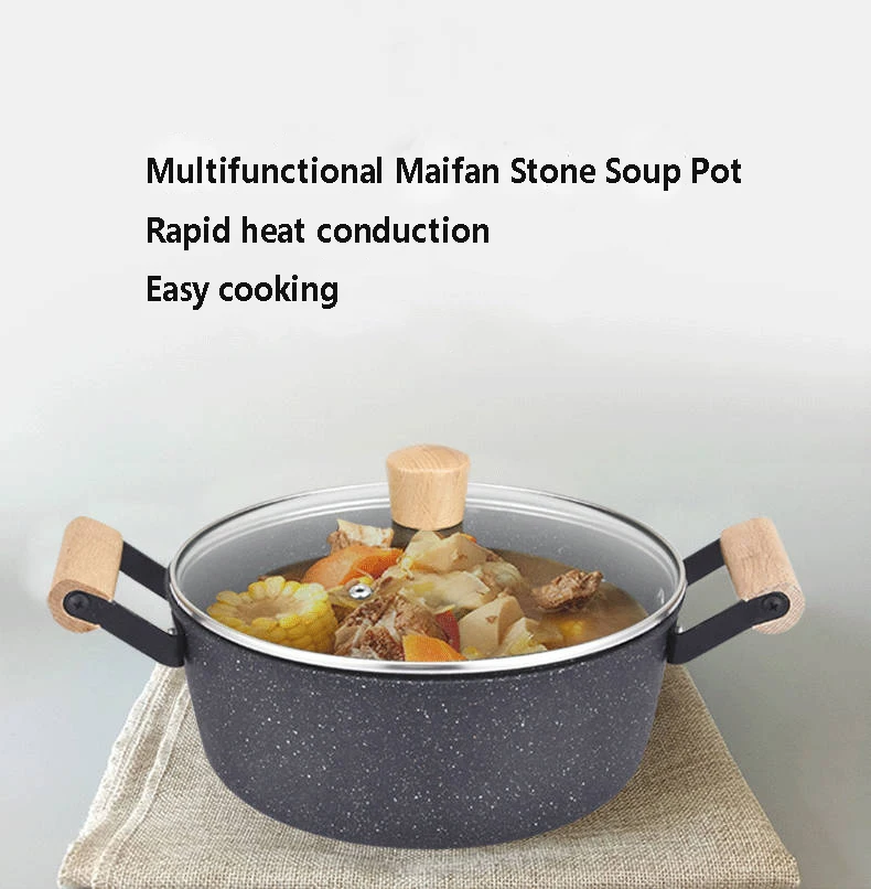 Non-stick Pot Soup Pot Noodle Pot Hot Pot Home Multi-purpose Pot Cooker Soup Soup Cooker Gas Universal Explosion Cookware Wok