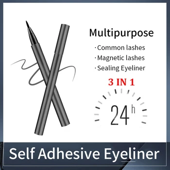 

3 In 1 Multipurpose Self-Adhesive Eyeliner Pen Quick-Dry Long-lasting Non-Blooming Suit for Magnetic Common Lashes Eye Pencil