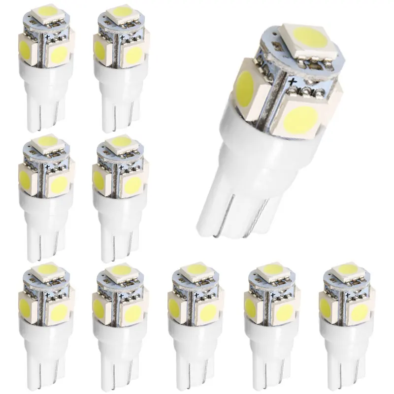 Светодиодные лампы T10 W5W 192 168 194 12 В белые красные желтые зеленые синие 5050 5SMD
