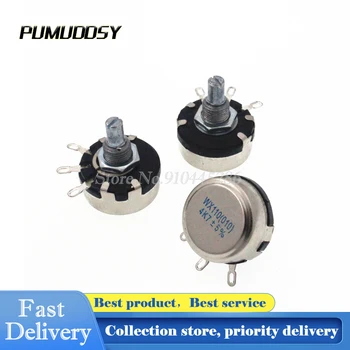 

2PCS/LOT WX110 (010) 1K Ohm 3 Soldering Terminals 6mm Round Metal Shaft Single Turn Wire Wound Potentiometer WX010