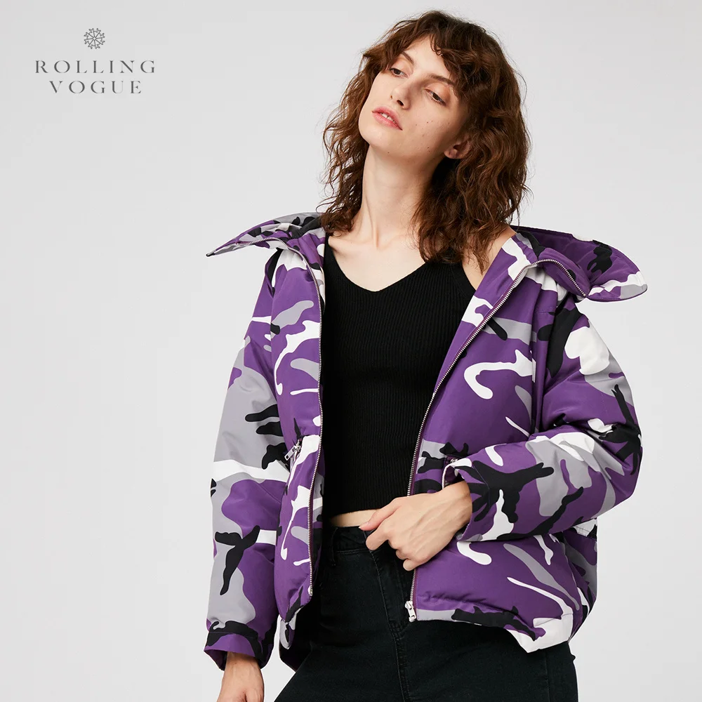 

2019 New Winter 90% White Duck Down Coat Women Oversize Streetwear Overcoat Plus Size Hooded Camouflage Safari Windbreake