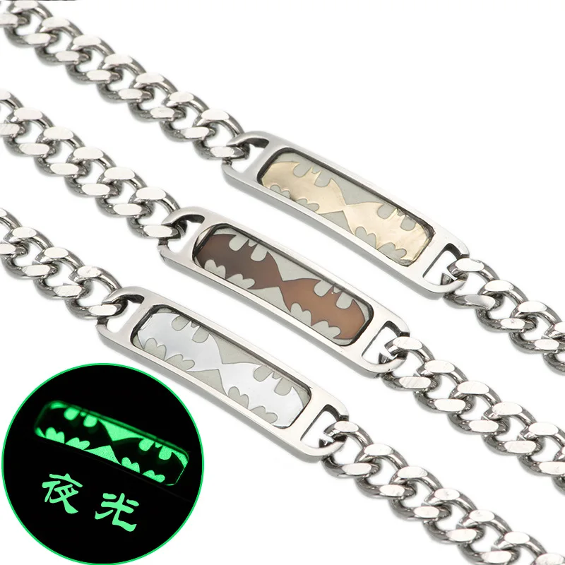 Новая Мода Бэтмен из нержавеющей стали светящийся браслет для женщин и мужчин вечерние ювелирные изделия подарок аксессуары панк рок цепи на запястье