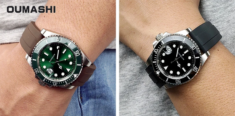 Автоматические Мужские часы 116610ln, нержавеющая сталь, сапфир, 200 м, для плавания, дайвер, механические,, черный, синий, зеленый, OUMASHI, 40 мм