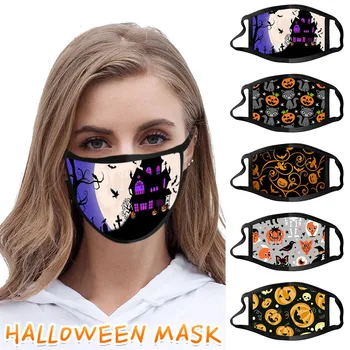 

máscara mascarilla Fast delivery Headband 1PC Halloween Print Windproof Anti-spitting Protective Washable Mask маски #121