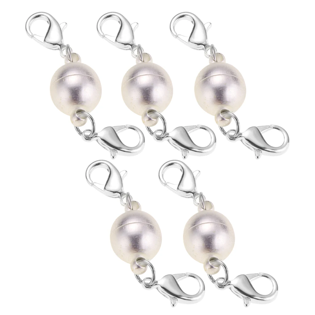 5 Piece Matte silver color Ball Two Parts Magnetic Hook Lobster Clasp for DIY Jewelry Clasp Necklace Bracelet