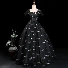 Элегантное черное платье с вышивкой бальное платье с открытыми плечами модное платье в пол для выпускного бала