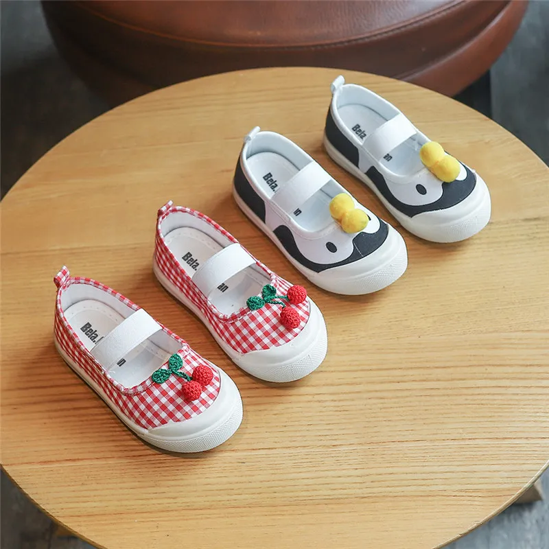 Girls Canvas Shoes Footwear Shallow Toddler Kids Childrens Cartoon Autumn Anti-Slip