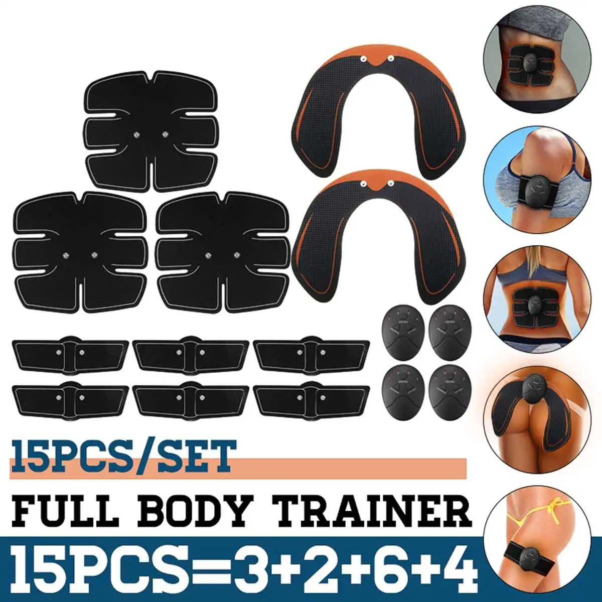 

15PCS/Set EMS Muscle Abdominal Trainer Smart Wireless Muscle ABS Hip Abdominal Muscle Stimulator Massage Set Weight Loss