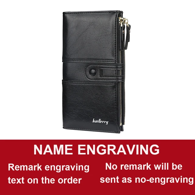 2022 Name Engrave Women Wallets Fashion Long Leather Top Quality Card Holder Classic Female Purse  Zipper Brand Wallet For Women Black Name